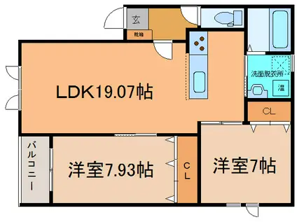 ＪＲ根室本線 帯広駅 車で17分 3階建 築8年(2LDK/2階)の間取り写真