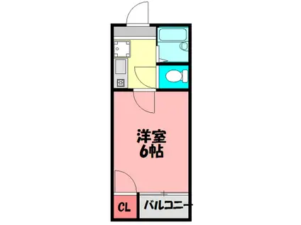地下鉄谷町線 千林大宮駅 徒歩4分 4階建 築26年(1K/3階)の間取り写真