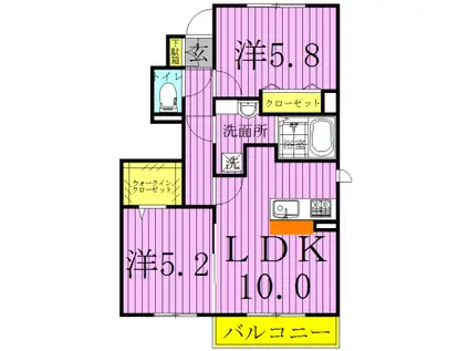 ラヴィール(2LDK/1階)の間取り写真