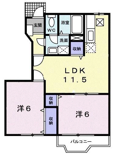 サンライズ(2LDK/1階)の間取り写真