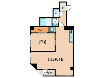 フェイバーハイツ(1LDK/3階)の間取り写真