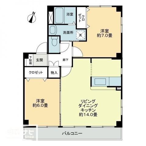 フォブール世俵B棟(2LDK/3階)の間取り写真