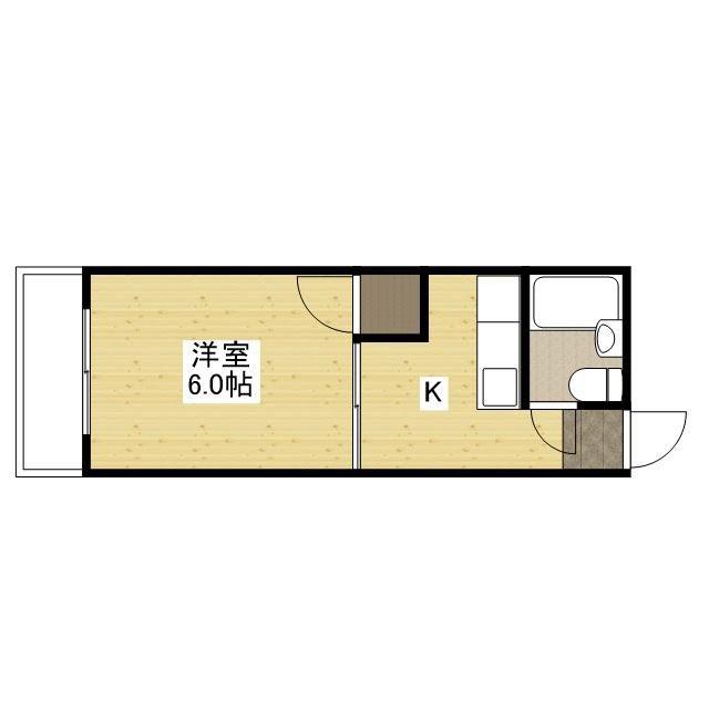 マンションMIWA(1K/3階)の間取り写真