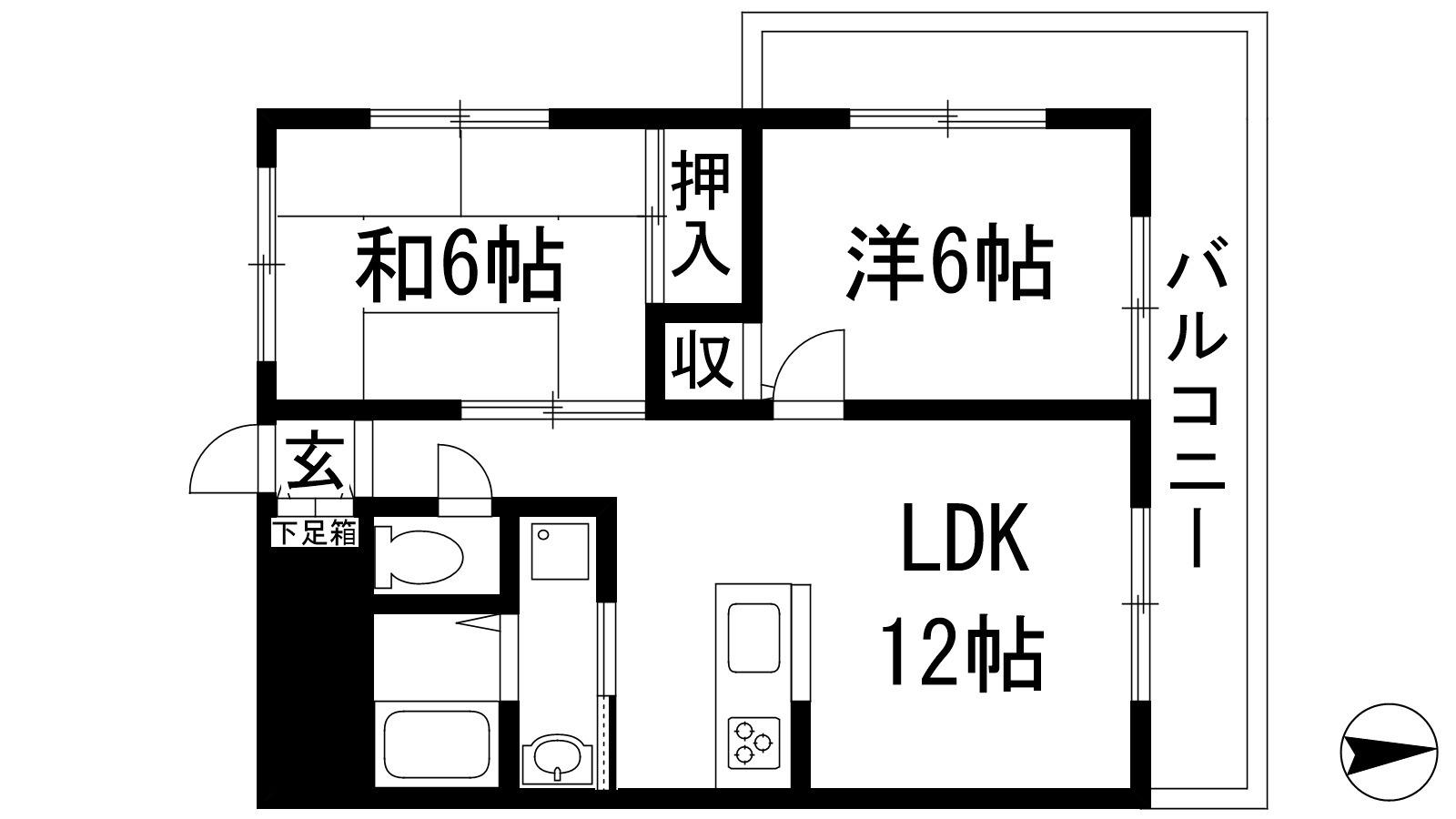 クリアコート伊丹(2LDK/3階)の間取り写真