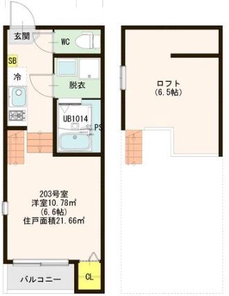 SUNNY GARDEN HILLS(1K/2階)の間取り写真