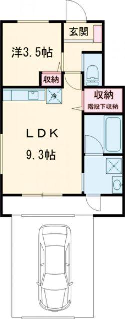 CARIN(1LDK/1階)の間取り写真