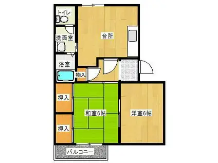 タウニィ樹(2DK/2階)の間取り写真