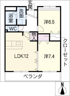 ラピスコート滝ノ水(2LDK/3階)の間取り写真