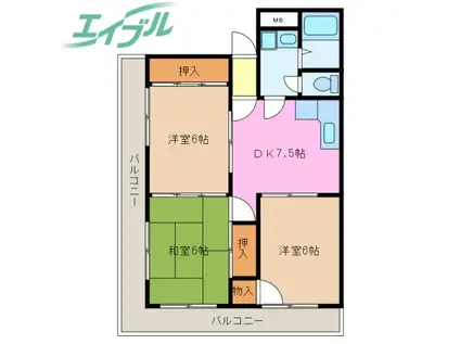 ロイヤルメゾンHAMADA(3DK/5階)の間取り写真