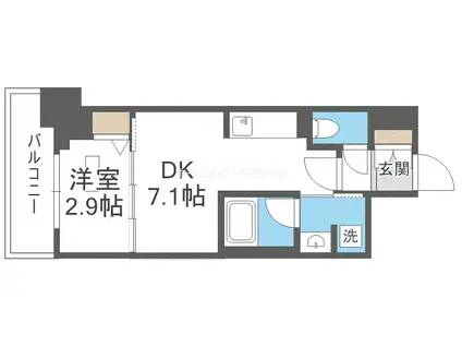 アーバネックス天満橋FRONT(1DK/12階)の間取り写真