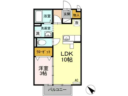 リモージュ(1LDK/1階)の間取り写真