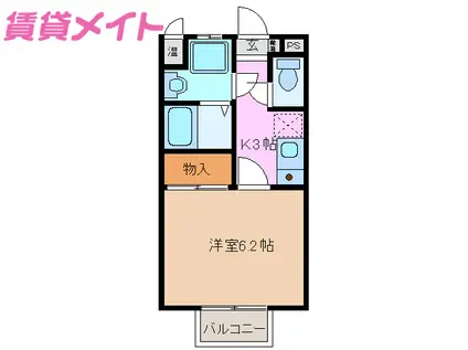 ラックス山城(1K/1階)の間取り写真