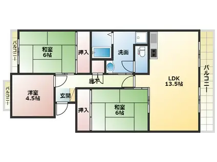 TメゾンクレールI(3LDK/4階)の間取り写真