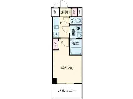 エスリード神戸グランドール(1K/15階)の間取り写真