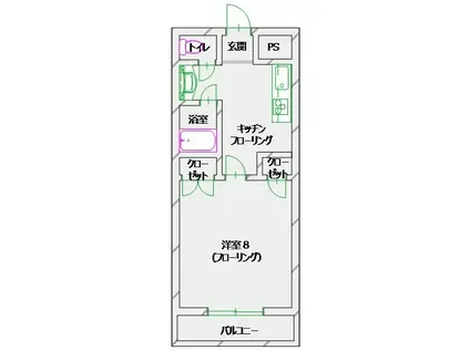 サンパレス小松島(1K/3階)の間取り写真