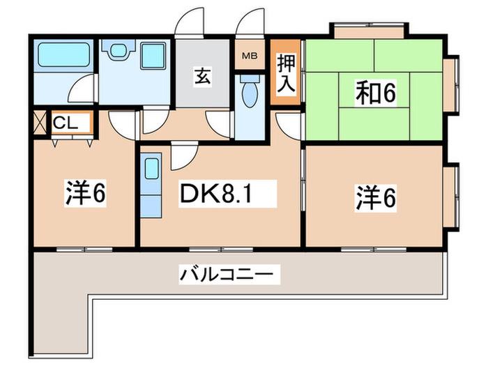 HILLSIDE KURATA(3DK/3階)の間取り写真