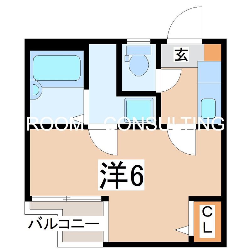 ゆのし館(1K/4階)の間取り写真