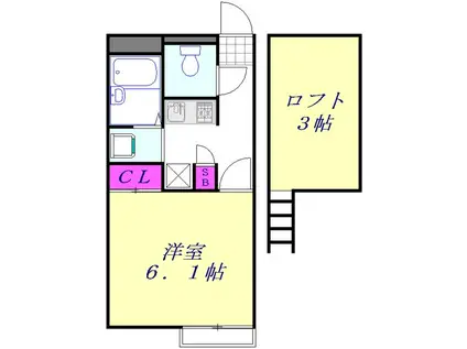 キングキャッスル(1K/2階)の間取り写真