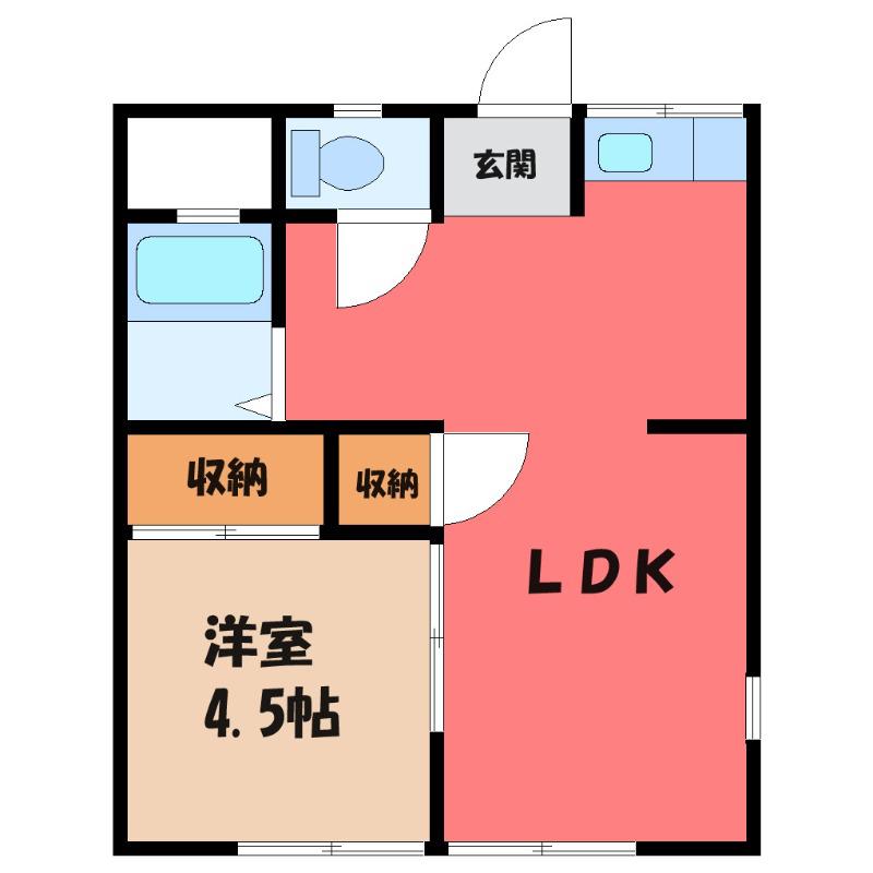 ステラ新前橋(1LDK/2階)の間取り写真