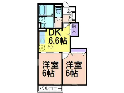 ポワール II(2DK/1階)の間取り写真