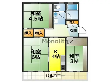 泉北庭代台2丁7号棟(3K/5階)の間取り写真