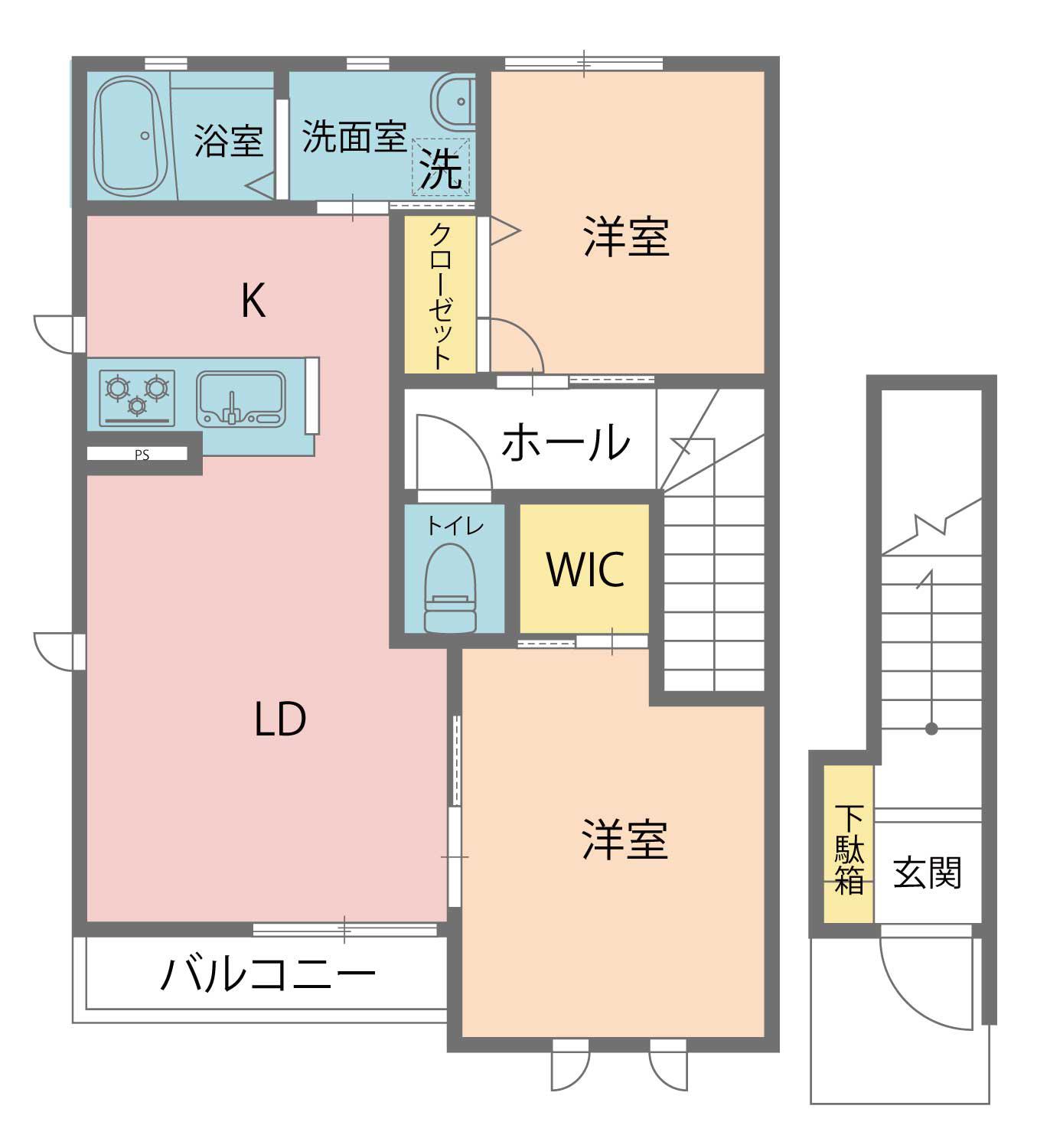 プラウド古田刈(2LDK/2階)の間取り写真