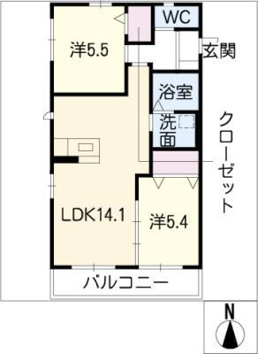 エミハ翠(2LDK/2階)の間取り写真