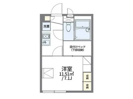 レオパレスブライト ビューティ(1K/1階)の間取り写真