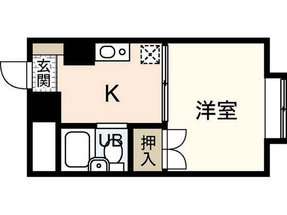 プロヴァンス宇品(1K/1階)の間取り写真