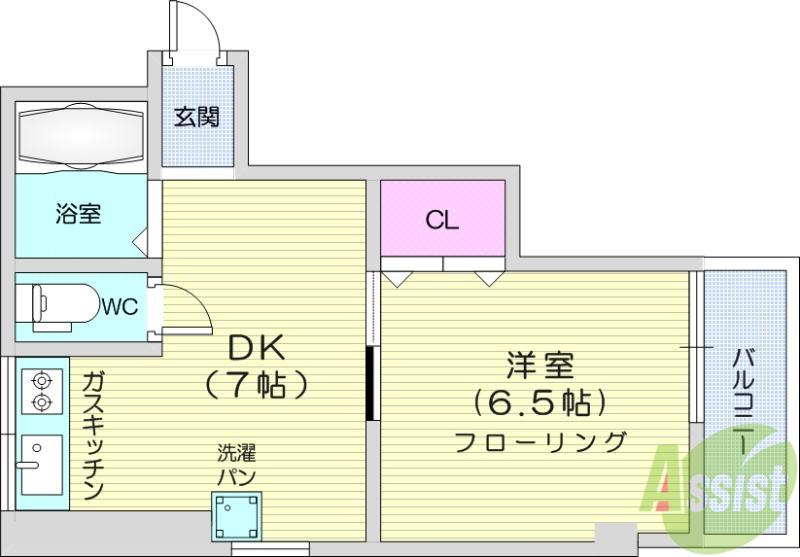 仙台市地下鉄南北線 北四番丁駅 徒歩11分 5階建 築52年(1DK/2階)の間取り写真