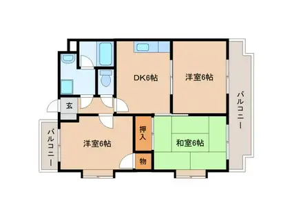 パークありのみ2(3DK/1階)の間取り写真