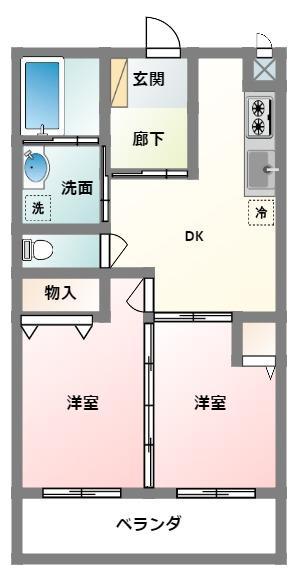 エリスリーナ(2DK/3階)の間取り写真