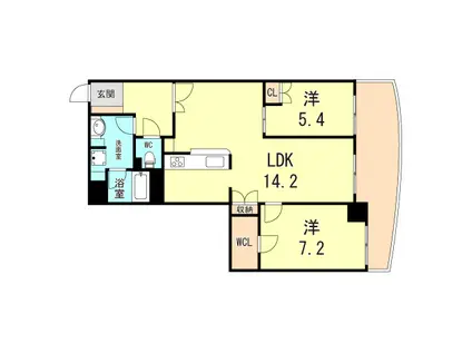 グランフェルティ本山(2LDK/1階)の間取り写真