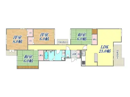モナーク甲子園口(4LDK/2階)の間取り写真