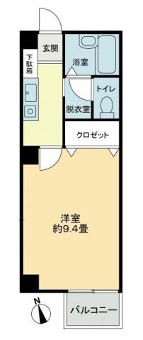 フォブールHINATA(1K/1階)の間取り写真