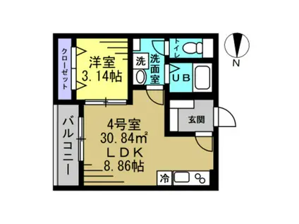 AJ千葉寺003(1LDK/1階)の間取り写真