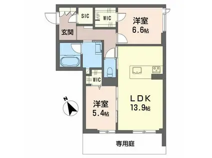 シャーメゾンサクラスクエア本郷(2LDK/1階)の間取り写真