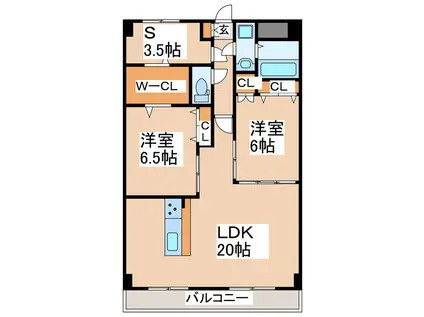 アンピールメゾン光助新町(2SLDK/7階)の間取り写真