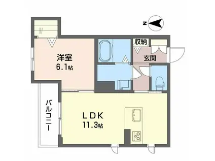 シャーメゾン山吹(1LDK/3階)の間取り写真