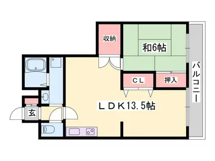 パンドール加古川(1LDK/4階)の間取り写真
