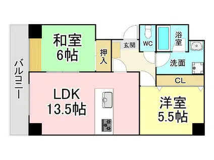 アネーロあそう(2LDK/10階)の間取り写真