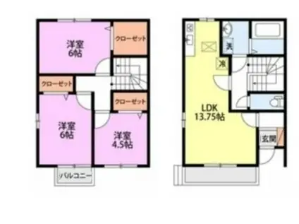 メゾンゼフィール(3LDK/1階)の間取り写真