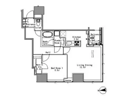 WHITETOWERHAMAMATSUCHO(1LDK/2階)の間取り写真