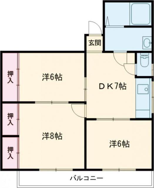 AKATSUKI BLD(3DK/3階)の間取り写真