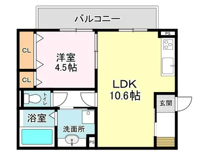 ローズパル(1LDK/3階)の間取り写真