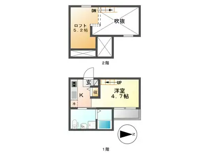 コンフォート津金(1K/1階)の間取り写真
