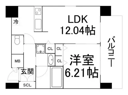 プレジオ天神橋II(1LDK/8階)の間取り写真
