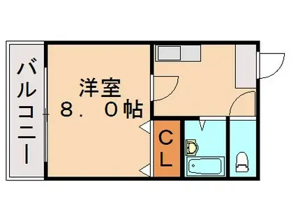 リブソレアートII(1K/1階)の間取り写真