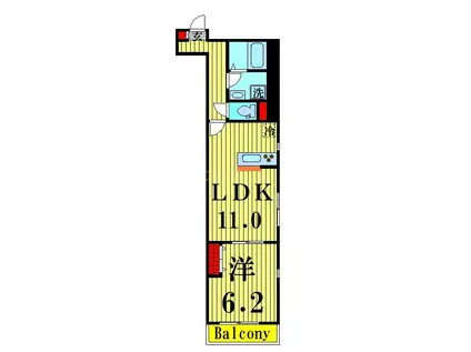 セレーノ吾妻橋(1LDK/2階)の間取り写真