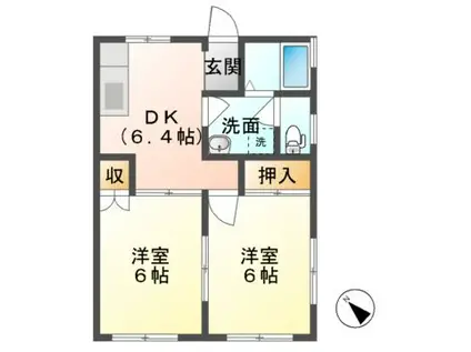 ハイツ栗崎(2DK/1階)の間取り写真